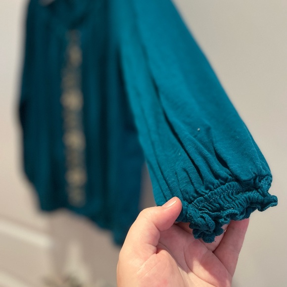 Teal elastic neck top - Picture 6 of 6